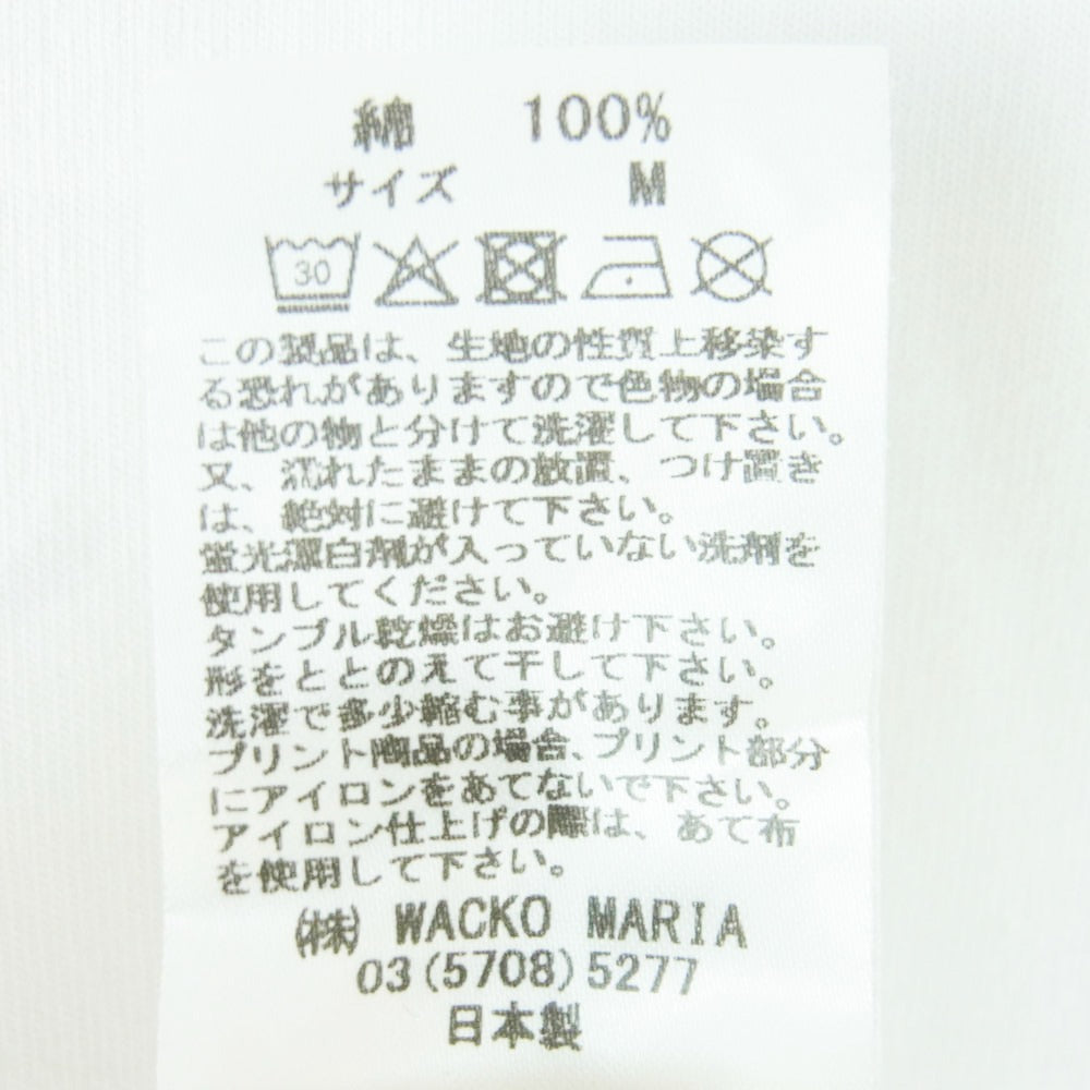 WACKO MARIA ワコマリア 26SS 26SSE-WMT-WT02 WASHED HEAVY WEIGHT T SHIRT マリア バックプリント ウォッシュド ヘビー ウェイト Tシャツ 半袖 カットソー ホワイト系 M【中古】