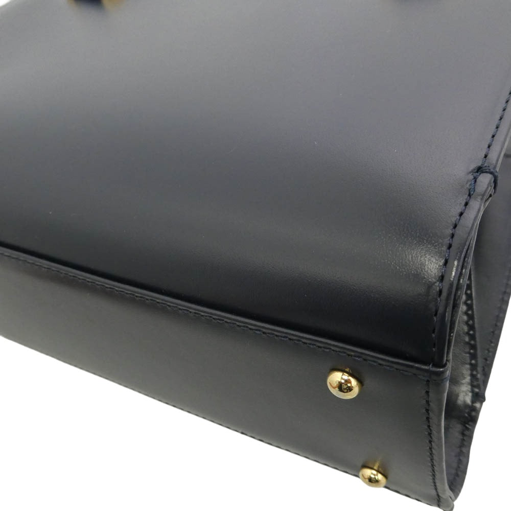 傳濱野 Victoria 口金蝶々 ロイヤル バッグ ヴィクトリア 2WAY ハンドバッグ ショルダー レザー バッグ ネイビー ダークネイビー系【新古品】【未使用】【中古】