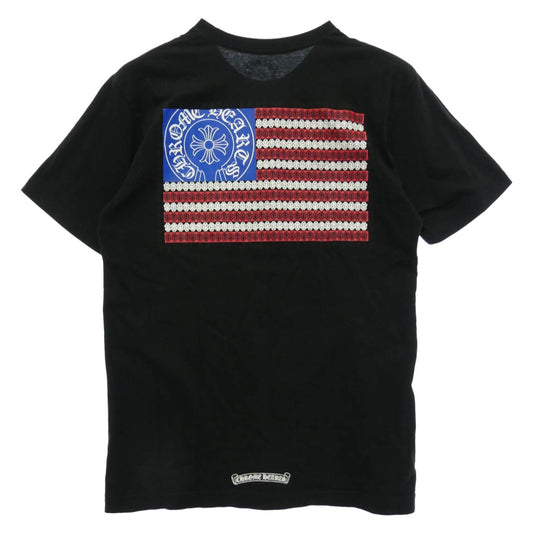 CHROME HEARTS クロムハーツ(原本無) American Flag Dagger Tee ホースシュー 星条旗 アメリカンフラッグ バックプリント 半袖 Tシャツ ブラック系 L【中古】