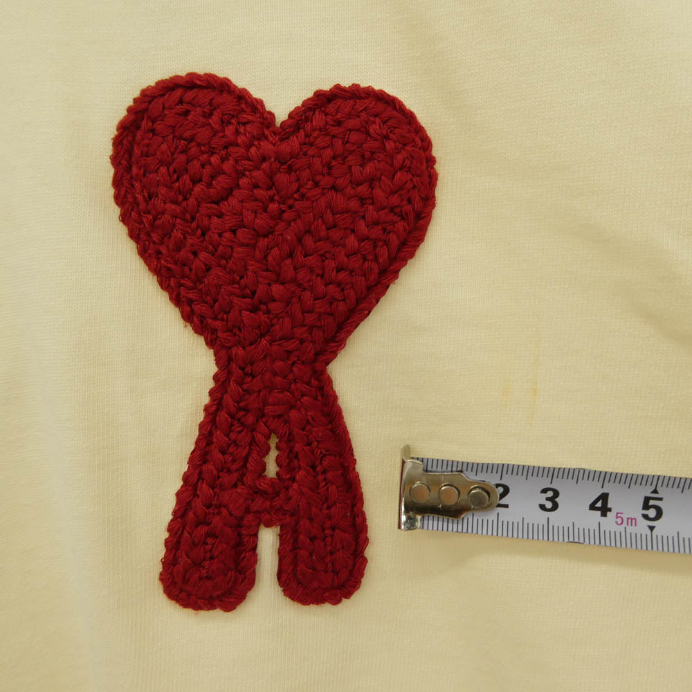 AMI PARIS アミパリス 25SS HTS065.726 Ami de Coeur ハート ロゴ刺繍 オーガニックコットン Tシャツ 半袖カットソー オフホワイト系 L【中古】