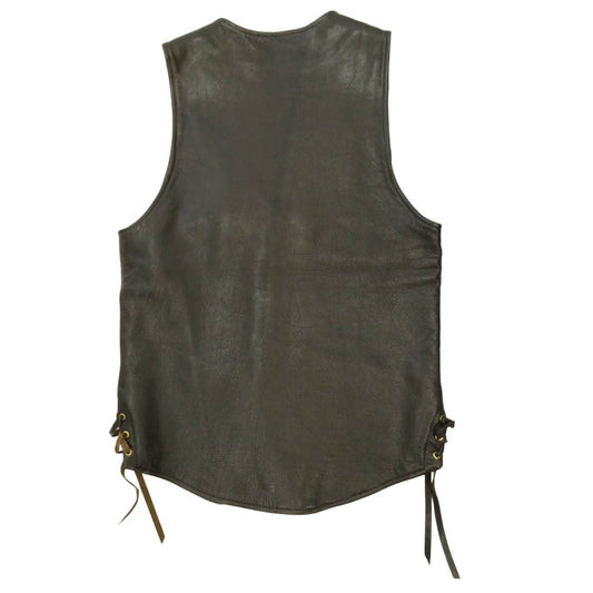 WESTRIDE ウエストライド ゴートレザー 裏地コットンネル サイドレース ベスト ダークブラウン系 34【中古】