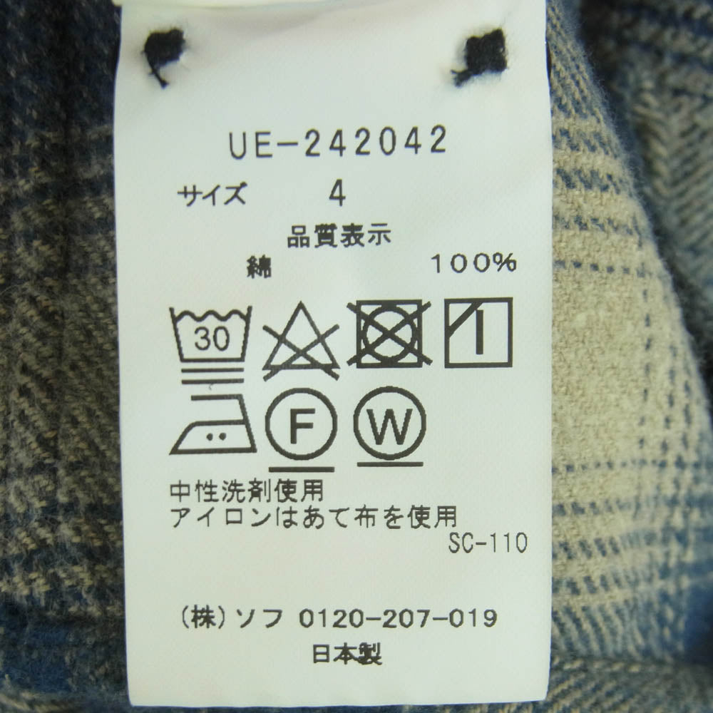 uniform experiment ユニフォームエクスペリメント 24AW UE-242042 FADE SHIRT オンブレ チェック フェード 長袖 シャツ ネイビー系 ベージュ系 4【中古】