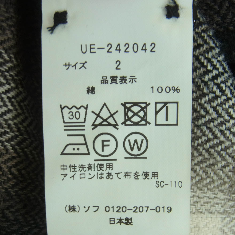 uniform experiment ユニフォームエクスペリメント 24AW UE-242042 FADE SHIRT オンブレ チェック フェード 長袖 シャツ ブラウン系 ブラック系 2【中古】