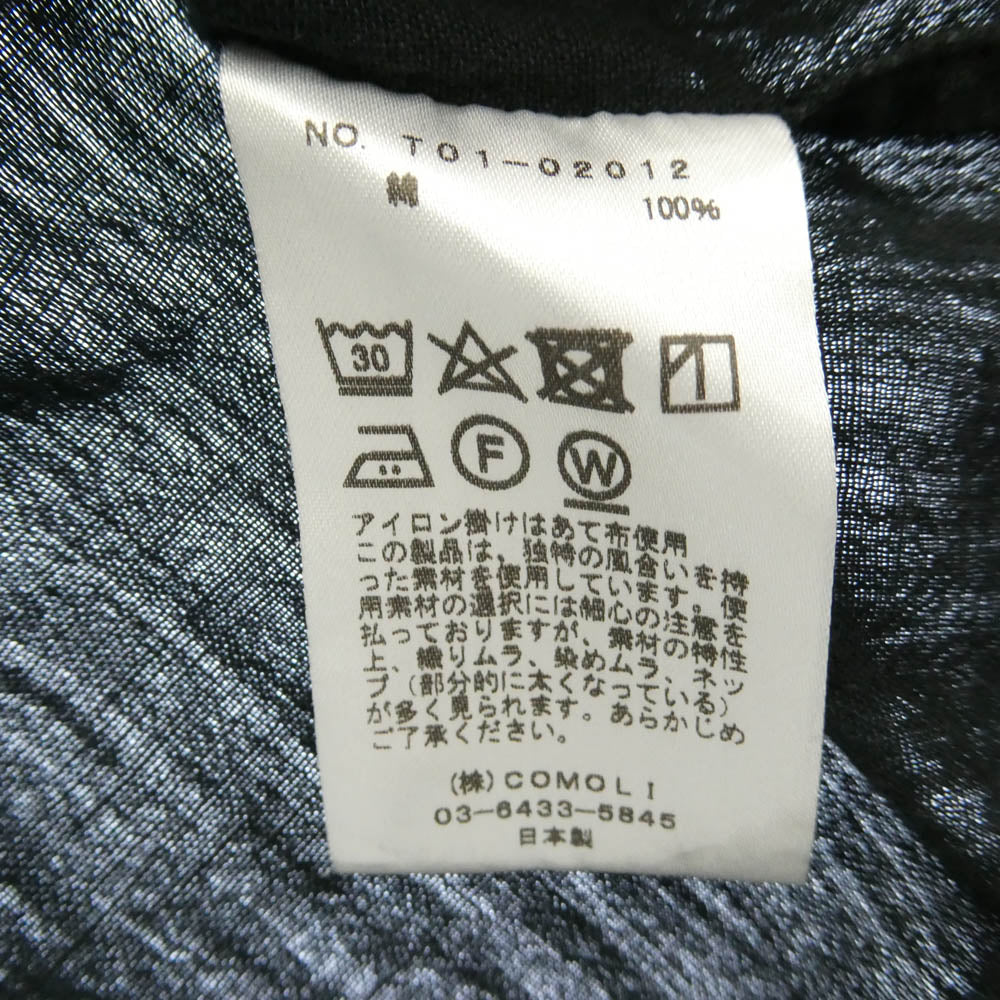 COMOLI コモリ 21SS T01-02012 ベタシャン オープンカラー 開襟 半袖シャツ ブラック系 3【中古】