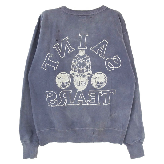 SAINT MICHAEL セントマイケル 21SS SM-S21-0000-048 SM × DENIM TEARS デニムティアーズ CREW SWEATSHIRT プリント スウェット トレーナー グレー系 S【中古】