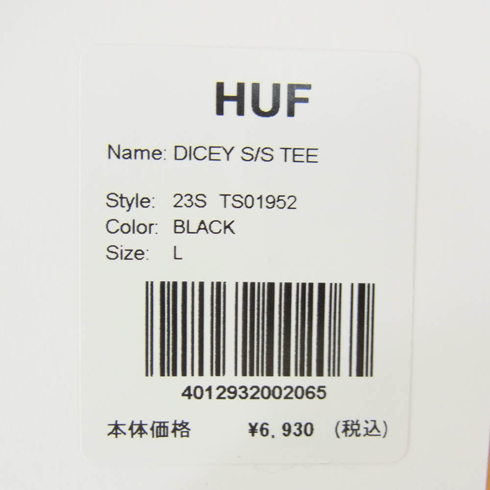 HUF ハフ 23SS TS01952 DICEY S/S TEE ダイシー ショートスリーブ Tシャツ 半袖カットソー ブラック系 L【極上美品】【中古】