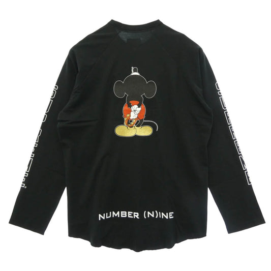 Supreme シュプリーム NUMBER(N)INE ナンバーナイン Disney ディズニー × Number (N)ine ナンバーナイン × Mickey Raglan L/s Top ミッキー ラグラン スリーブ クルーネック Tシャツ 長袖 ブラック系 L【新古品】【未使用】【中古】