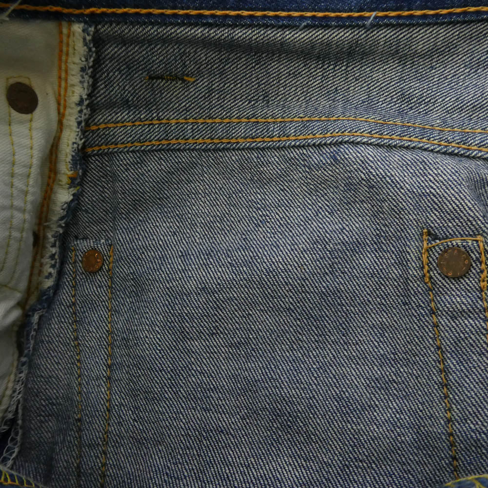 Levi's リーバイス 701XX 60s VINTAGE ヴィンテージ ボタン裏刻印K BIGE ビッグE 隠しリベット GRIPPER ZIPPER グリッパージッパー モンロー デニム パンツ インディゴブルー系【中古】