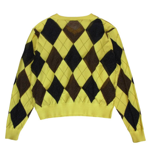 エムエーエスユー 25SS M25K6KN003 REVERSED ARGYLE SWEATER リバースド アーガイル セーター Vネック ニット イエロー系 48【中古】