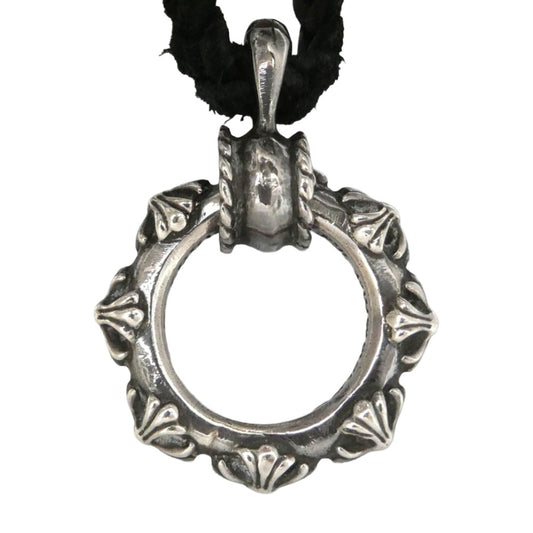 CHROME HEARTS クロムハーツ(原本無) GALF インテレクチュアルギャラリー購入証明書付属 EWLP CROSS BAND アイウェアループ クロスバンド Wレザーブレード ネックレス ブラック系 シルバー系【中古】