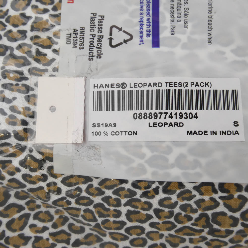 Supreme シュプリーム 19SS × Hanes Leopard Tagless Tee 2Pack ヘインズ レオパード タグレス 総柄 クルーネック 半袖Tシャツ カットソー 2枚入り マルチカラー系 S【新古品】【未使用】【中古】