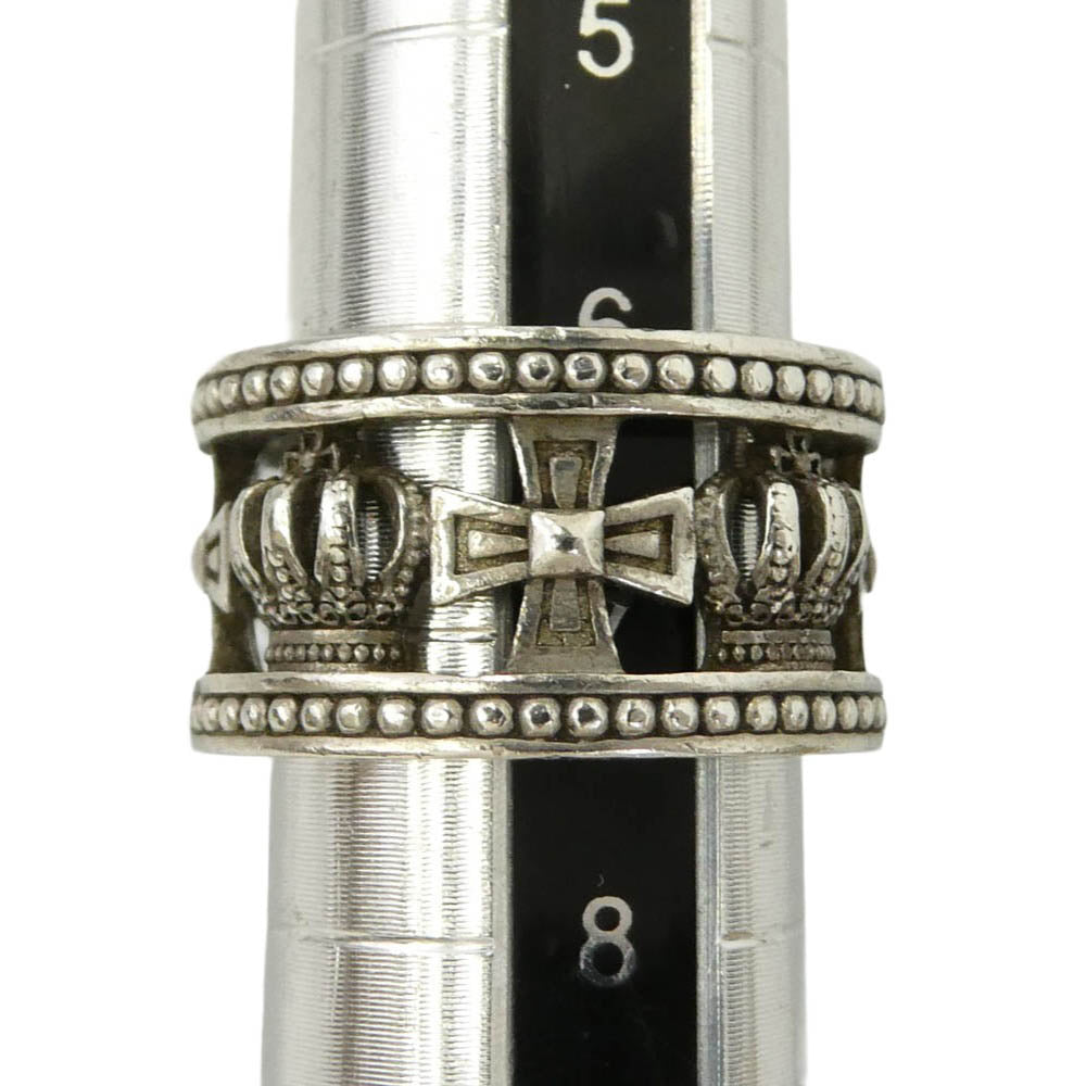 Justin Davis ジャスティンデイビス SRJ175 MEDIEVAL WEDDING BAND RING メディバル ウェディング バンド クラウン リング シルバー系 約6.5号【中古】