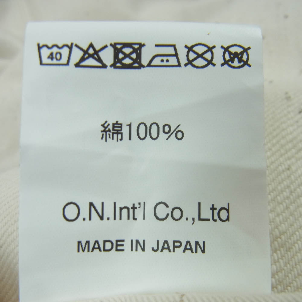 ONI DENIM 鬼デニム ONI271-ECRU 12.4oz オーガニック コットン ワイドストレート ジーンズ ボタンフライ デニム パンツ ベージュ系 34【極上美品】【中古】