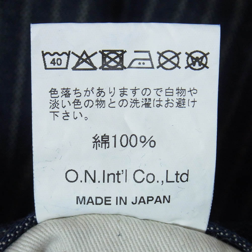ONI DENIM 鬼デニム ONI266-HJS 12oz 針抜きジャガード ストライプ リラックス ストレート ジーンズ ボタンフライ デニム パンツ インディゴブルー系 32【美品】【中古】