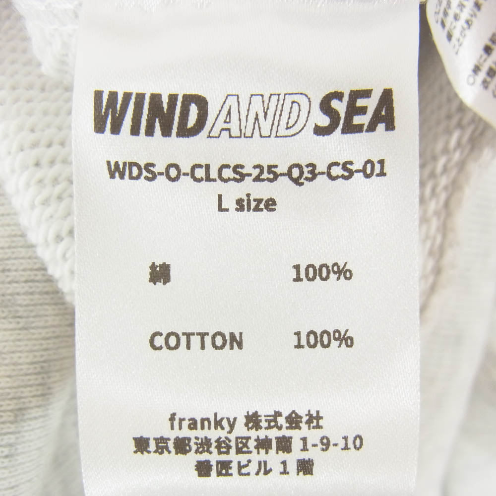 WIND AND SEA ウィンダンシー 25AW WDS-O-CLCS-25-Q3-CS-01 METALLIC CREWNECK SWEATSHIRT メタリック ロゴプリント クルーネックスウェットシャツ トレーナー グレー系 L【新古品】【未使用】【中古】