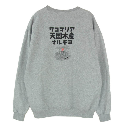 WACKO MARIA ワコマリア 25AW なるきよ-WM-SS03 × なるきよ CREW NECK SWEAT SHIRT ヤラセロテンゴク クルーネック スウェット シャツ トレーナー グレー系 L【新古品】【未使用】【中古】