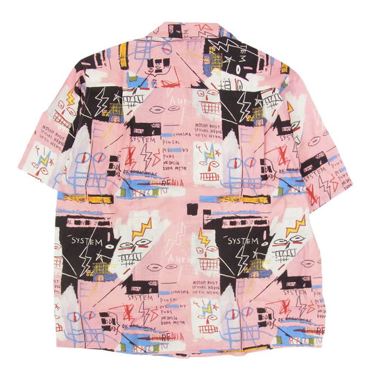 WACKO MARIA ワコマリア 26SS BASQUIAT-WM-HI27 JEAN MICHEL BASQUIAT S/S HAWAIIAN SHIRT TYPE-3 ジャン ミシェル バスキア ハワイアン アロハ 開襟 オープンカラー 半袖 シャツ ピンク系 M【新古品】【未使用】【中古】