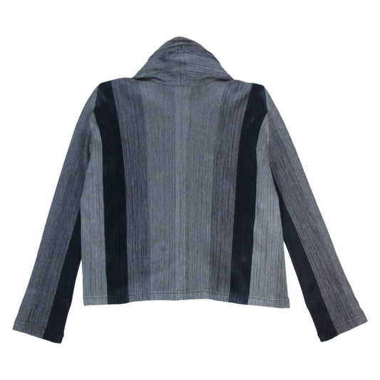PLEATS PLEASE プリーツプリーズ イッセイミヤケ PP11-J0657 プリーツ加工 ストライプ ショールカラー カーディガン 長袖 グレー系 3【中古】