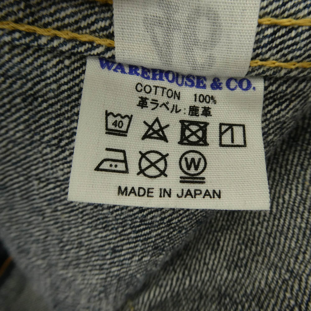 WAREHOUSE ウエアハウス Lot 2001XX(2000XX) 1941 MODEL T-BACK DEAD STOCK BLUE Tバック 大戦モデル デニム ジャケット インディゴブルー系 L【中古】