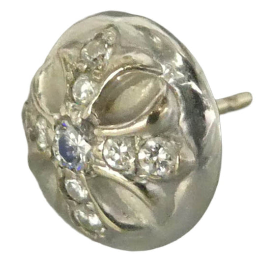 CHROME HEARTS クロムハーツ(原本有) STUD CRSBLL DIA PAVEダイヤ 18KWG パヴェダイヤ クロスボール スタッド ピアス ホワイトゴールド シルバー系【中古】