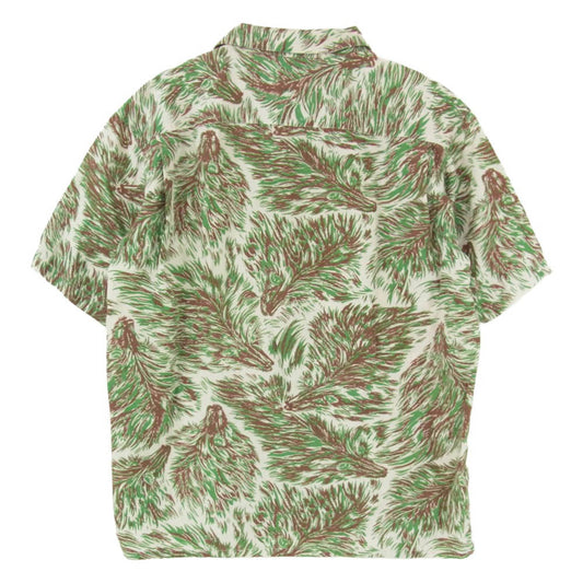 TENDERLOIN テンダーロイン T-RAYON SHT WOLF レーヨン 総柄 ウルフ 半袖 オープンカラー シャツ グリーン系 S【中古】