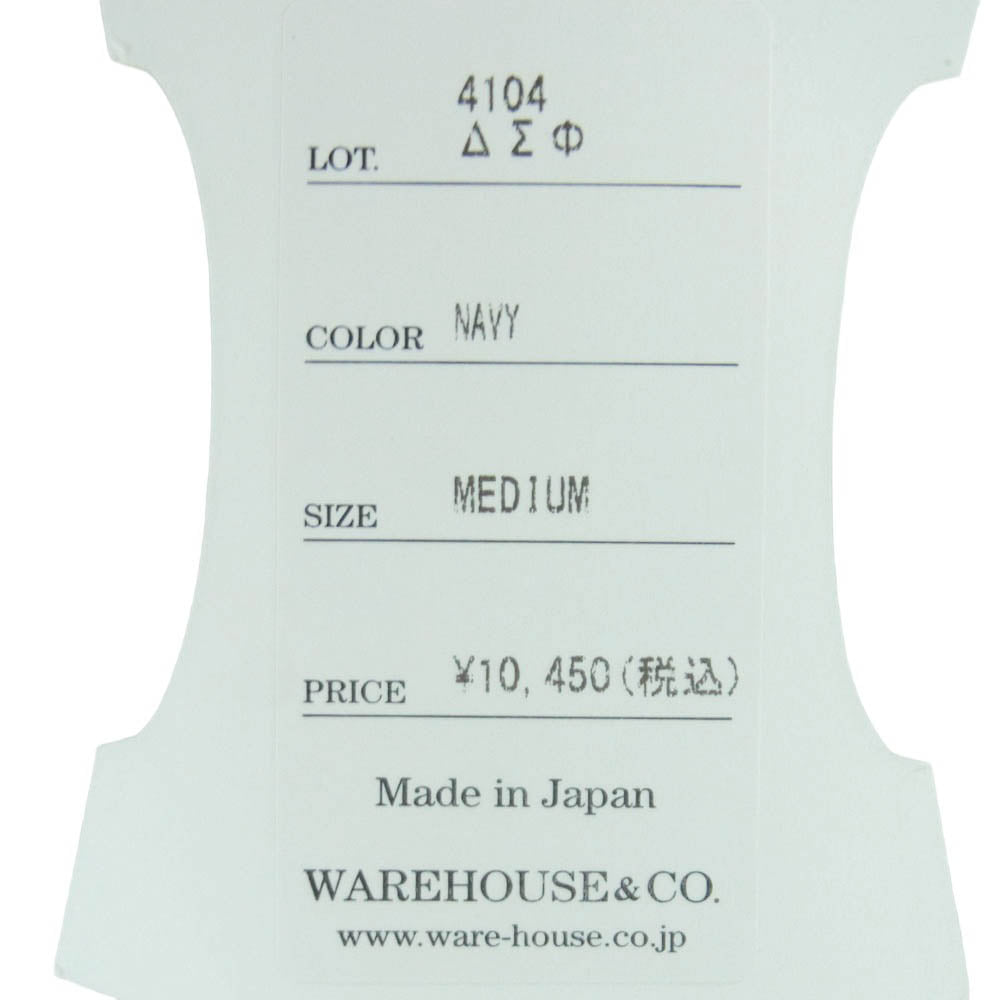 WAREHOUSE ウエアハウス 4104 ΔΣΦ プリント セコハン 半袖 スウェット トレーナー ネイビー系 NAVY M 38-40【極上美品】【中古】