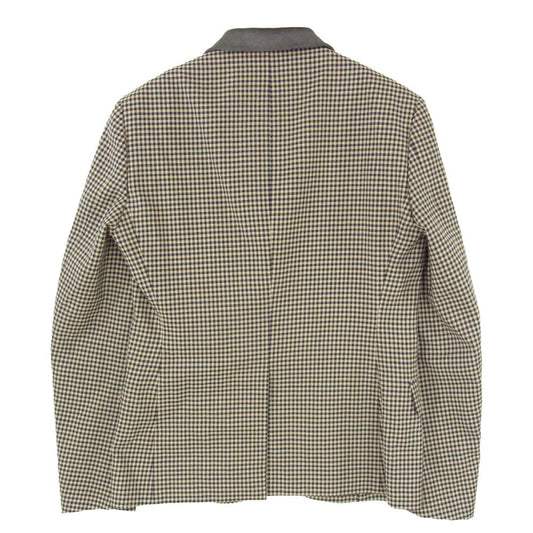 kolor カラー 16AW 16WCM-J08109 3B 襟レザー ハラコ ガンクラブ チェック ウール テーラードジャケット ブラウン系 2【美品】【中古】