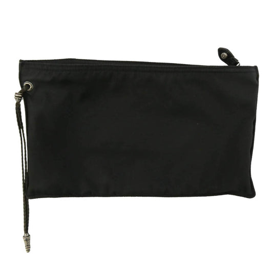 CHROME HEARTS クロムハーツ(原本無) レザーブレード付 ナイロン ポーチ クラッチバッグ【中古】