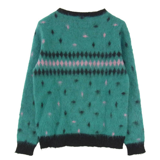 WACKO MARIA ワコマリア 14AW 14AW-KNT-18 50s DIAMOND ダイアモンド モヘア ニット クルーネック セーター グリーン系 S【中古】