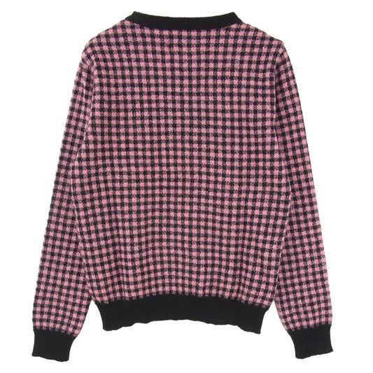 WACKO MARIA ワコマリア 14AW 14AW-KNT-16 ギンガムチェック モヘア ニット クルーネック セーター ピンク系 S【中古】