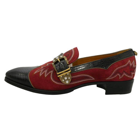 GUCCI グッチ 494658 LOVED スエード レザー シューズ レッド系 ブラック系 7【極上美品】【中古】