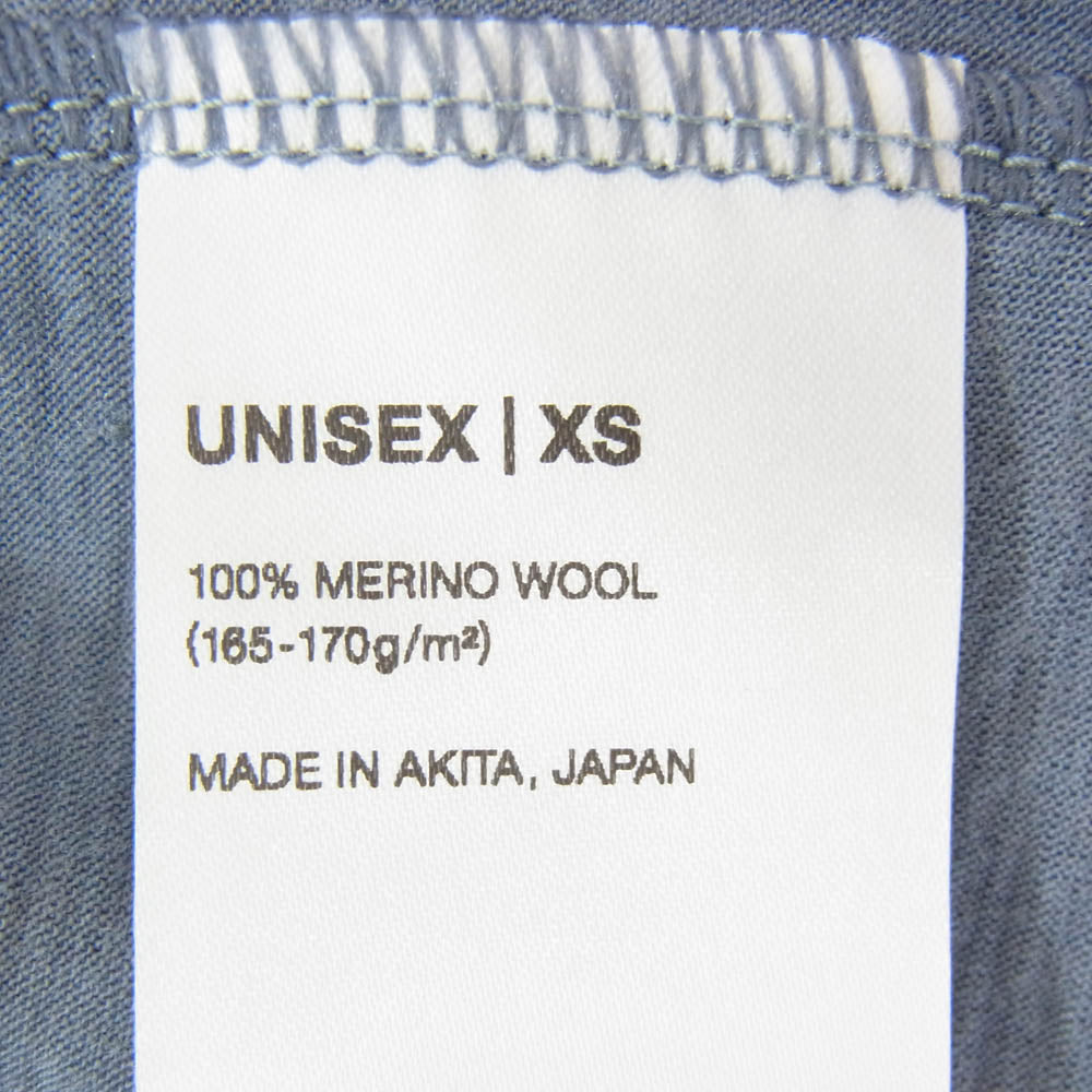 ヤマトミチ Merino Light Henley メリノウール ライト ヘンリーネック Tシャツ 半袖カットソー ブルーグレー系 XS【中古】