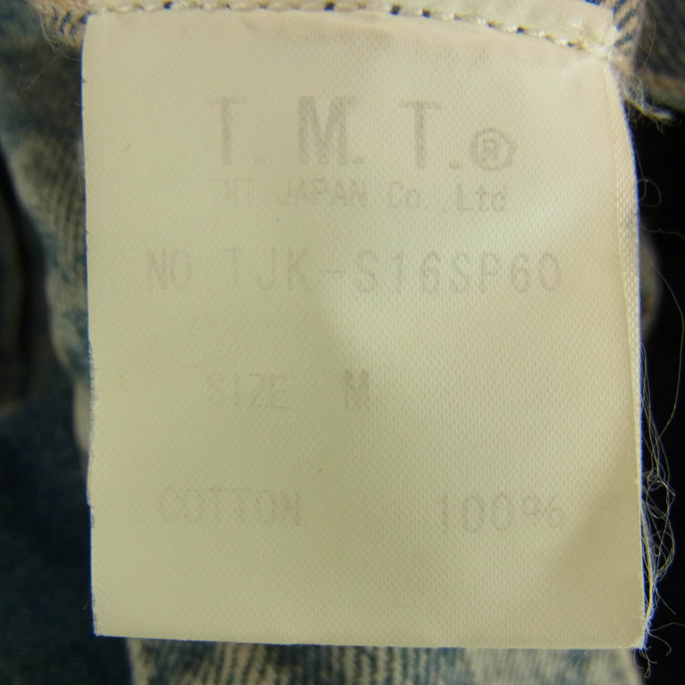 TMT ティーエムティー 16SS TJK-S16SP60 DENIM JACKET 加工 コットン 日本製 デニム ジャケット インディゴブルー系 M【中古】