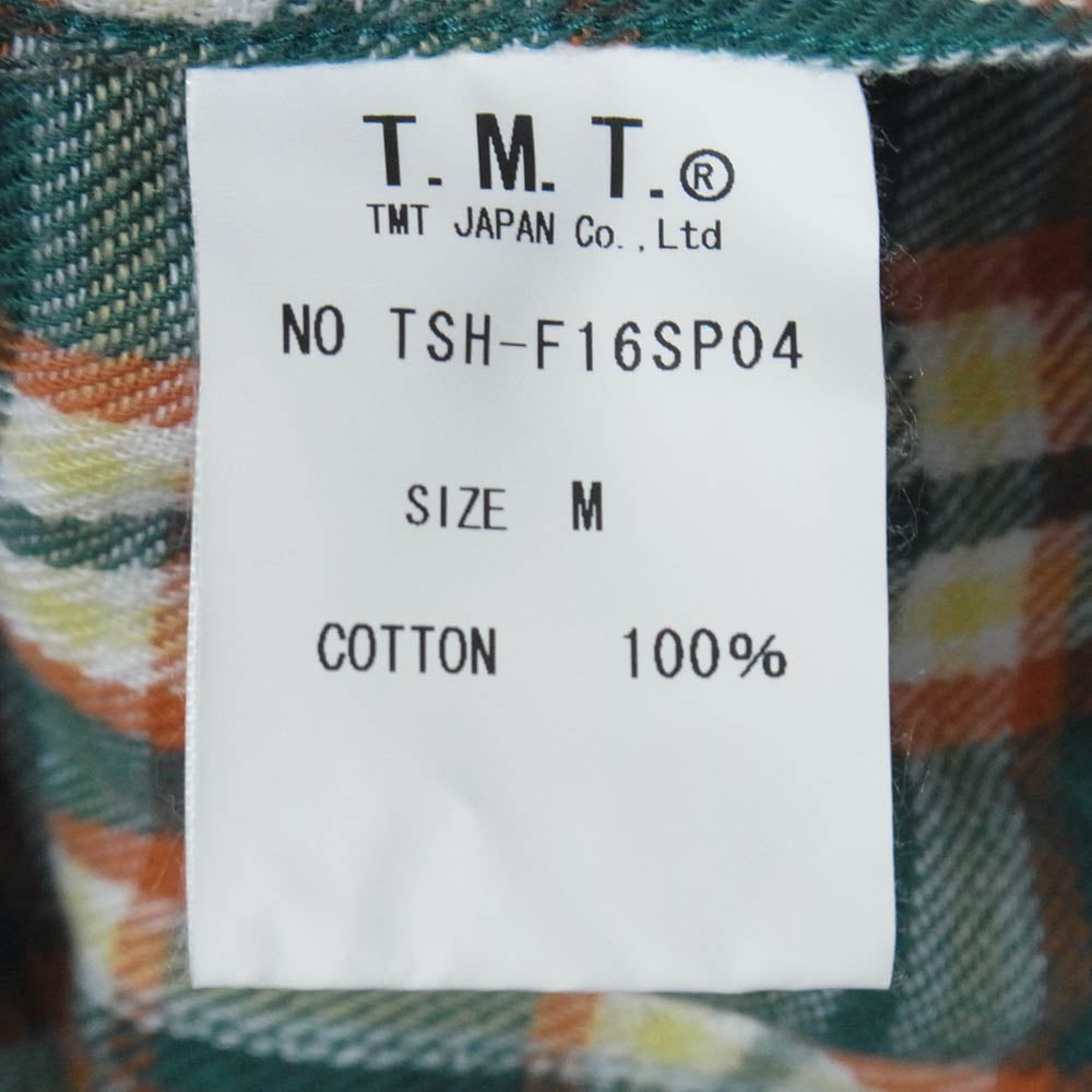 TMT ティーエムティー TSH-F16SP04 ORIGINAL DOUBLE GAUZE CHECK WESTERN SHIRTS ダブルガーゼ チェック ウエスタン 長袖 シャツ グリーン系 M【中古】