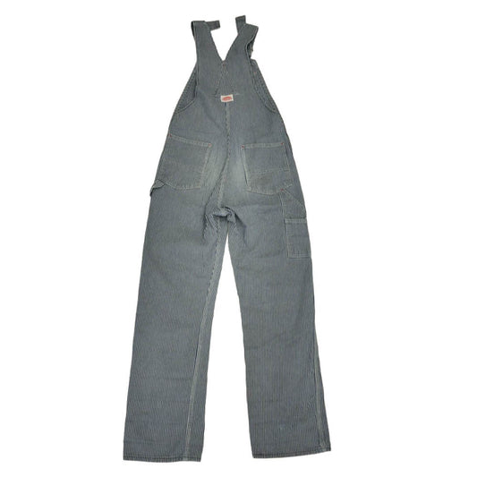 ラウンドハウス ヒッコリー ストライプ オーバーオール ブルー系 サイズタグなし【中古】