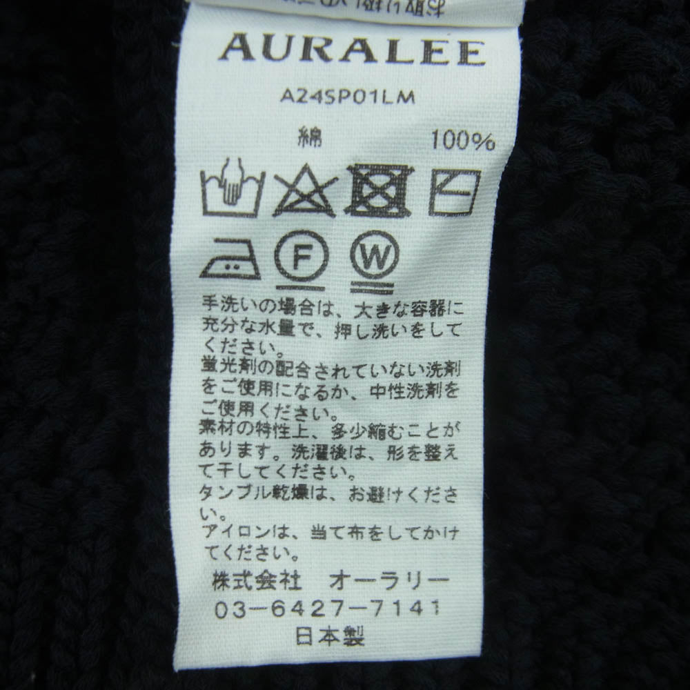AURALEE オーラリー A24SP01LM COTTON LILY-YARN MESH KNIT P/O コットン リリーヤーン メッシュ ニット ダークネイビー系 3【中古】