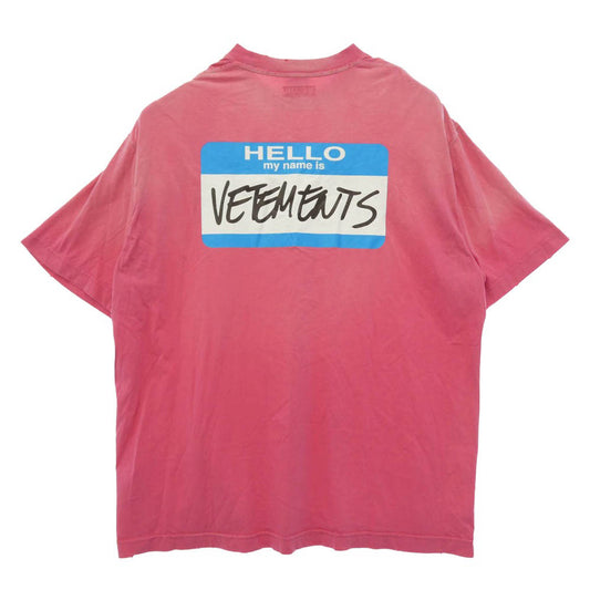 VETEMENTS ヴェトモン 22ss UE63TR640P MY NAME IS VETEMENTS FADED TEE フェード 半袖 Tシャツ カットソー ピンク系 M【中古】
