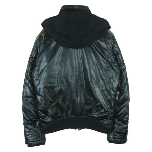 Emporio Armani エンポリオ・アルマーニ ユーズドトロンプルイユ 中綿 ジップアップ ジャケット ブルゾン ブラック系 48【中古】