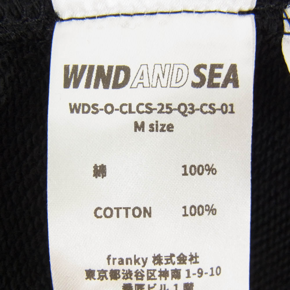 WIND AND SEA ウィンダンシー 25AW WDS-O-CLCS-25-Q3-CS-01 METALLIC CREWNECK メタリック ロゴプリント クルーネックスウェットシャツ トレーナー ブラック系 M【極上美品】【中古】