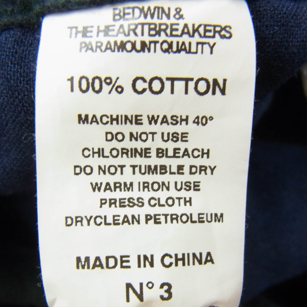 BEDWIN & THE HEARTBREAKERS ベドウィンアンドザハートブレイカーズ 25AW 25AB4745 10L PYJAMAS PANTS CAUTY メランジ調 チェック パジャマパンツ ネイビー系 3【極上美品】【中古】