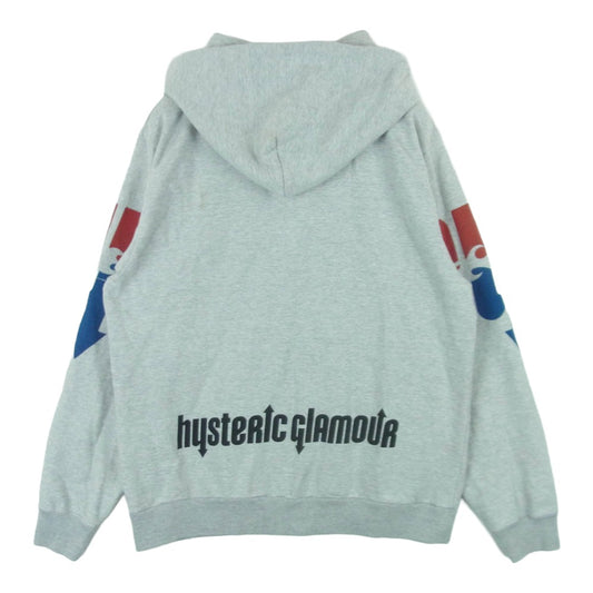 HYSTERIC GLAMOUR ヒステリックグラマー 02261CF01 HYS FLARE LOGO スウェット ジップ パーカー 日本製 グレー系 M【中古】