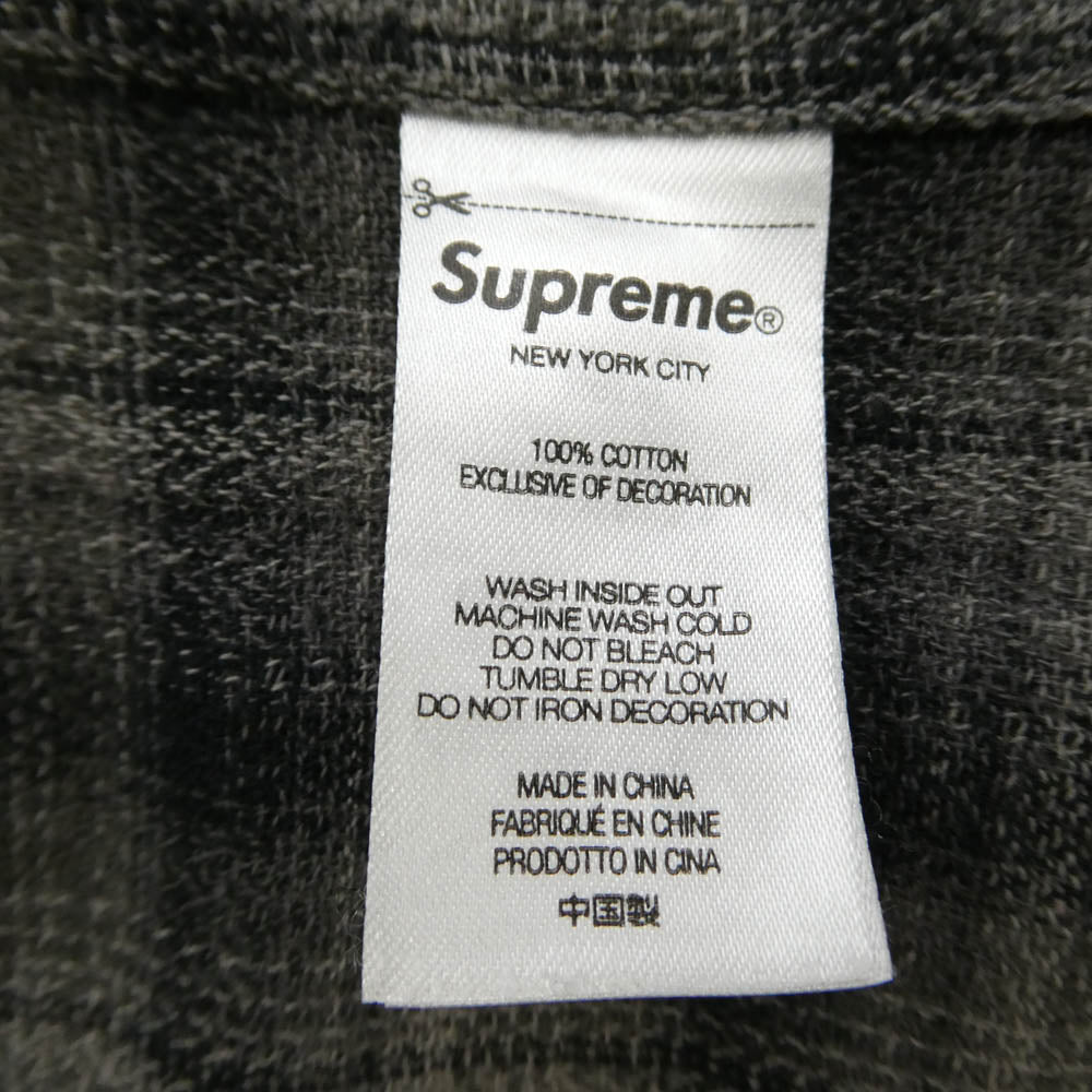 Supreme シュプリーム 22SS Plaid S/S Shirt シャドウ チェック ロゴ チェーンステッチ バック 刺繍 ショートスリーブ 半袖 シャツ グレー系 M【中古】