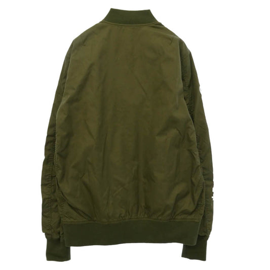 A BATHING APE アベイシングエイプ 001GDE201009X ナイロン 両袖 アーム ロゴ プリント MA-1 タイプ フライト ナイロン ジャケット ブルゾン カーキ系 M【中古】