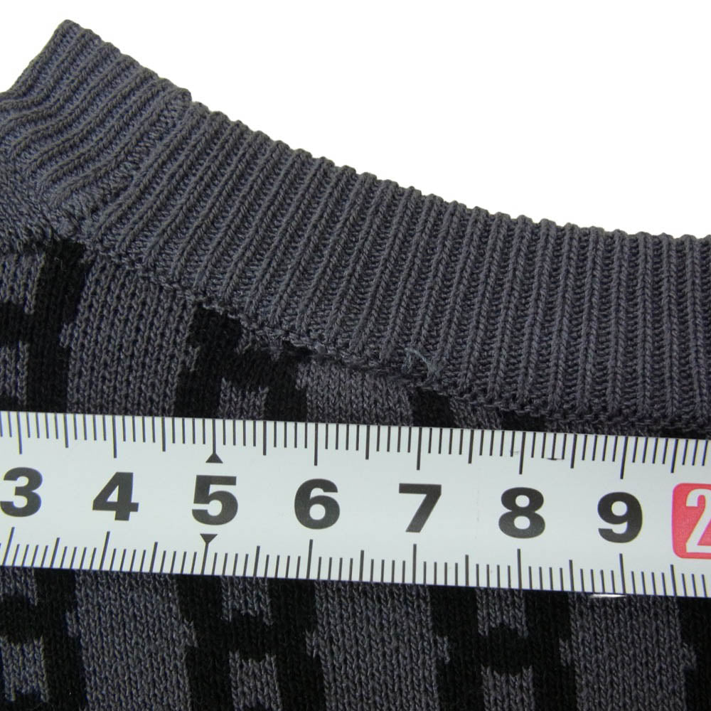 KITH キス 21-080-060-0001 クルーネック チェーンロゴジャカード プルオーバー ニット セーター グレー系 M【美品】【中古】