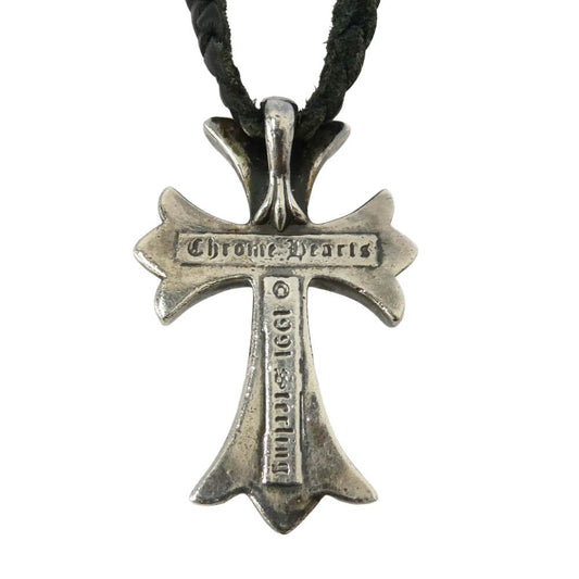 CHROME HEARTS クロムハーツ(原本無) CH CRS SML CL スモールCHクロス ボロチップ レザーブレイド ネックレス ブラック系 シルバー系【中古】