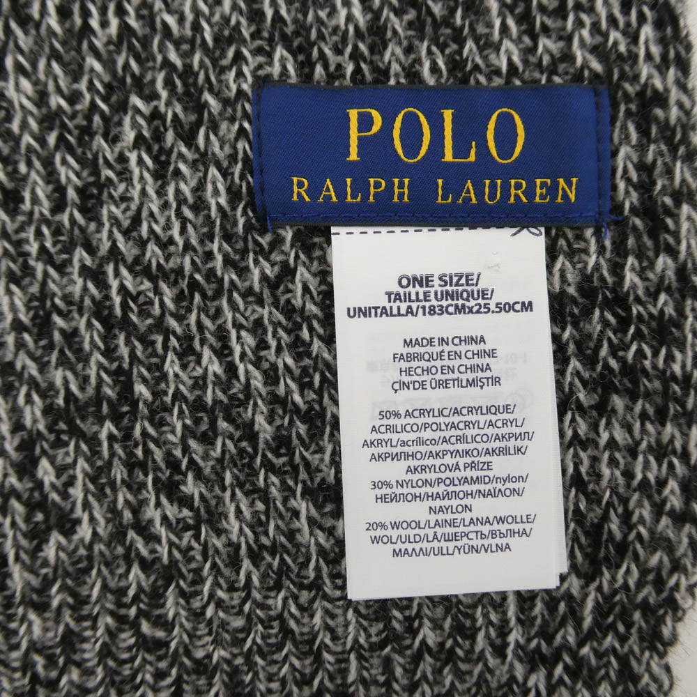 POLO RALPH LAUREN ポロ・ラルフローレン ポロベア 刺繍 ニット マフラー グレー系 183cm×25.5cm【中古】