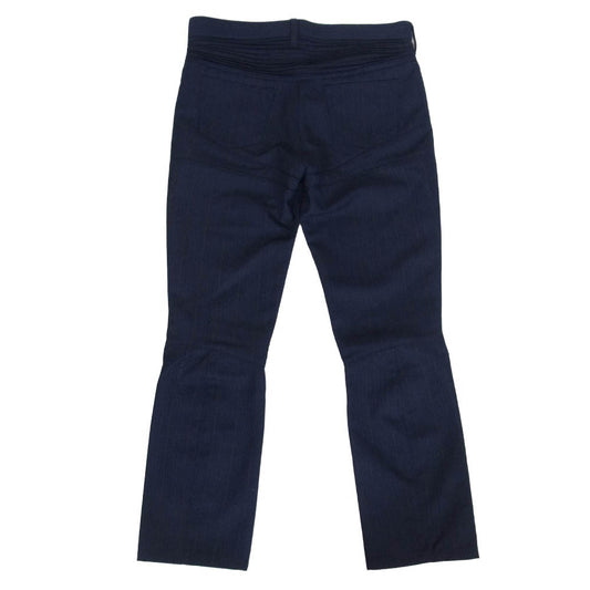 JUNYA WATANABE COMME des GARCONS MAN ジュンヤワタナベコムデギャルソンマン 26SS AD2025 WQ-P025 WOOL STRIPE ウールストライプ バイカー スラックスパンツ ネイビー系 S【中古】