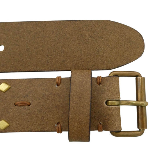 VISVIM ビズビム 24SS 0124103003025 STUDS BELT 40MM レザー スタッズ ベルト ライトブラウン系【中古】