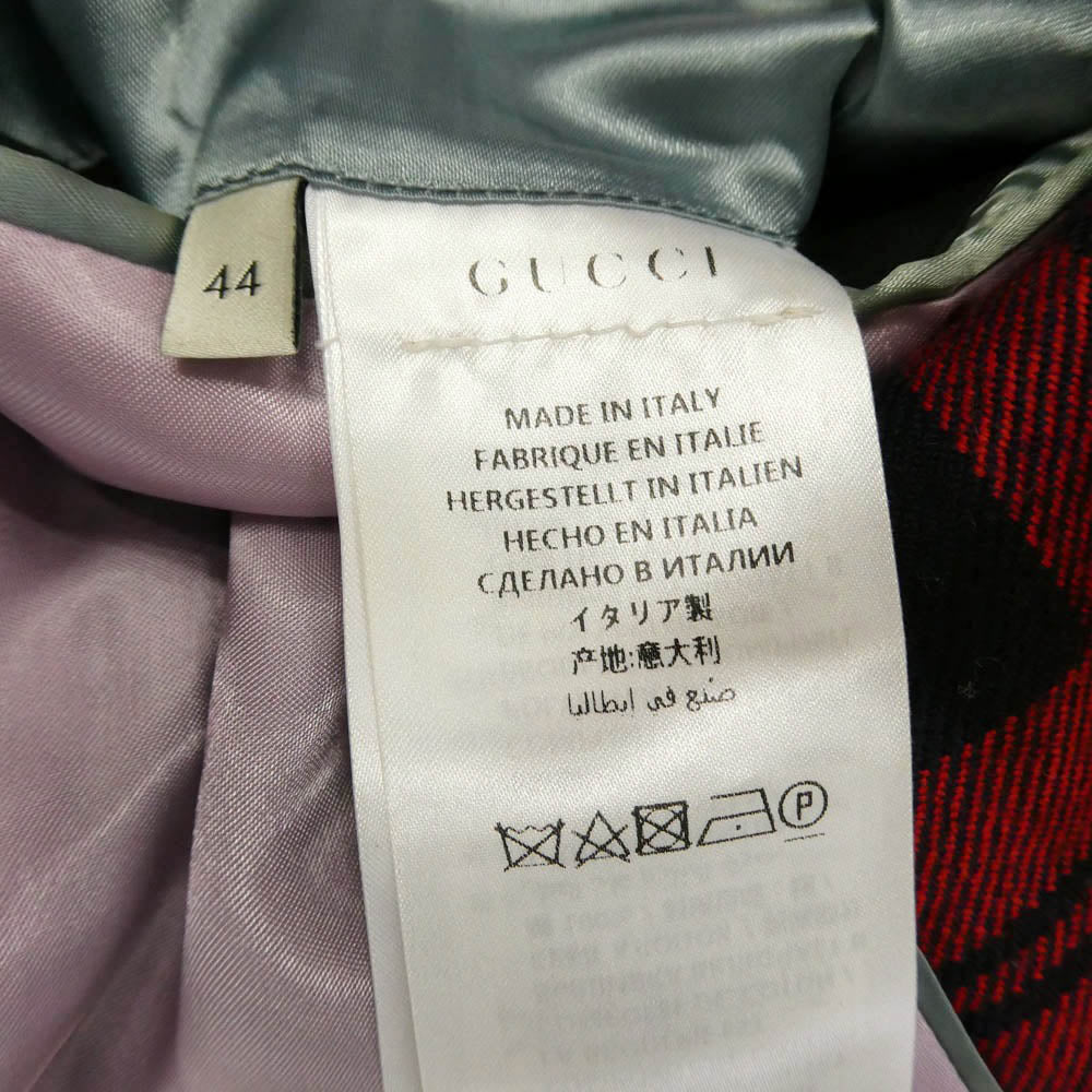GUCCI グッチ 495139 Z501F LOVED ビーパッチ タータンチェック ジャケット スラックスパンツ セットアップ レッド系 44【中古】