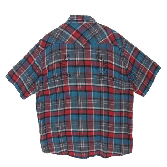GOODENOUGH グッドイナフ ガーゼ チェック ウエスタン 半袖 シャツ レッド系 表記無し【中古】